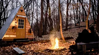 Overnighter in our Tiny A Frame | Off Grid Cabin