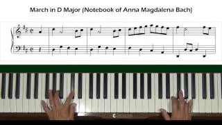 March in D Major (Notebook for Anna Magdalena Bach) Anh. 122 Piano Tutorial