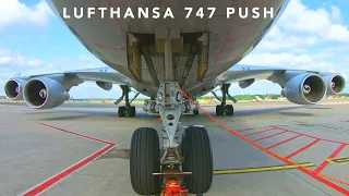 Tug driver POV: Lufthansa 747-400 pushback and engine startup