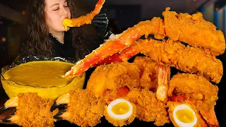 KING CRAB SEAFOOD BOIL MUKBANG | CHEESY SAUCE | SEAFOOD MUKBANG | ASMR EATING | ASMR FOOD