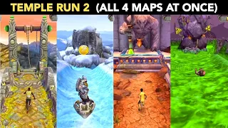 Temple Run 2 All 4 Maps at Once | Sky Summit VS Frozen Shadows VS Blazing Sands VS Spooky Summit