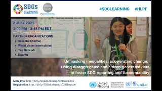 SDG Learning 2021 - Session 2: Unmasking inequalities, accelerating change