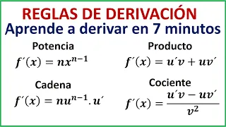 REGLAS DE DERIVACIÓN - Repaso en 7 minutos con ejemplos