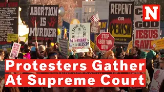 Protesters Gather Outside Supreme Court As Mississippi Abortion Case Threatens Roe v. Wade