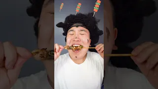 SMALL MEDIUM BIG Emoji FOOD CHALLENGE |  delicious Grilled skewers Mukbang ASMR #Shorts