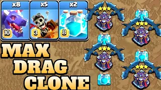 Max Dragon Clone With Dragon Rider Th15 Attack Strategy!! 8 Dragon + 5 Dragon Rider - Clash of Clans