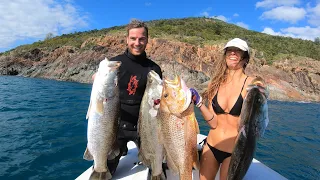 BEST DAY SPEARFISHING EVER! (Huge Barramundi & Fingermark from Secret Wrecks)