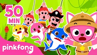 Esconde-Esconde e Salve a Família Tubarão | +Compilação | Pinkfong Canções para crianças