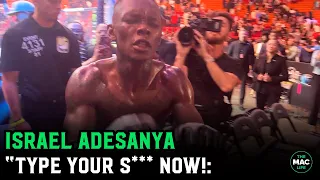 Israel Adesanya walks past media row after UFC 287: "Type your s*** now"