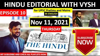 BEST Hindu Editorial in English | Hindu EDITORIAL in English | 11th November 2021 | By Vysh | HINDU