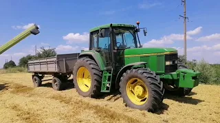 Збирання ярого ячменю,сорт Квенч.Два Джони на полі #claas #johndeere