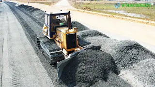 Let`s Easy Way Dozer Spreading Gravel Installing New Roads | Fantastic Komatsu Dozer Building Roads