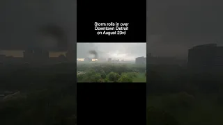 Timelapse of storm moving in over Downtown Detroit