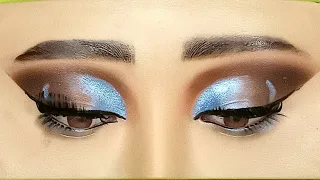 Eye makeup |semi cutcrease tutorial |Blue eye makeup |blue eyeshadow