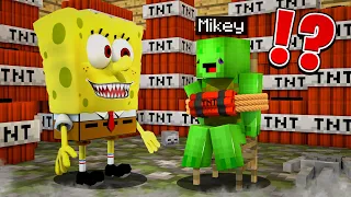 SCARY SpongeBob.EXE kidnapped Mikey in Minecraft at 3 am! Will JJ save Mikey? - Maizen