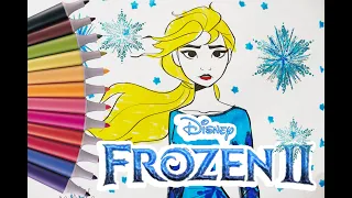 Раскраска для детей ЭЛЬЗА - FROZEN 2 - ХОЛОДНОЕ СЕРДЦЕ 2 -  Мультик - Учим цвета