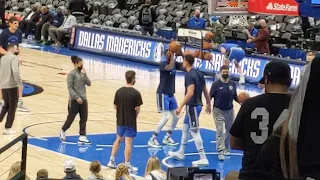 Kristaps Porzingis comes out to warmup pregame 12/23/21 but does not play vs Milwaukee Bucks