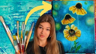 Painting flowers with acrylic paints I show my workshop - acrylic paints painting accessories