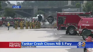 Overturned Tanker Truck Shuts Down Northbound 5 Freeway For Hours