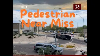 Roundabout - Pedestrian almost gets hit, Fire truck slows down when minutes count, 2 near misses