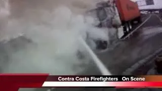 Firefighters battle a big rig fire in Contra Costa County