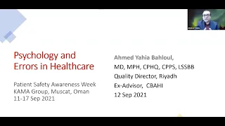 Psychology and Errors in Healthcare (ENGLISH): Patient Safety Awareness Week