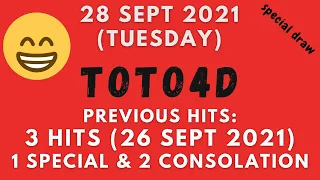 Foddy Nujum Prediction for Sports Toto 4D - 28 September 2021 (Tuesday) SPECIAL DRAW