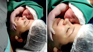 Emotional Moment Newborn Clings To Mother's Face