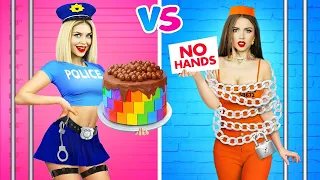 CHALLENGE: NIENTE MANI VS. 2 MANI VS. 1 MANO! Come mangiare senza mani | Sfida 24 ore | RATATA