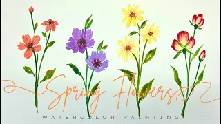 #24 | Easy Watercolor SPRING Flowers Painting Tutorial for Beginners! | 🌼🌷💐