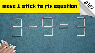 Matchstick puzzle #107 | Match puzzle 3-9=3 with hint and solution.