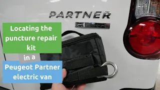Locating the puncture repair kit in a Peugeot Partner electric van