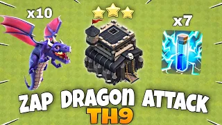 Th9 Zap Dragon Attack Strategy | Th9 Dragon Attack | Th9 Best Attack Strategy - Clash Of Clans