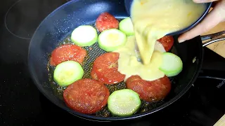 Быстрый и вкусный завтрак. Омлет с кабачком и помидором