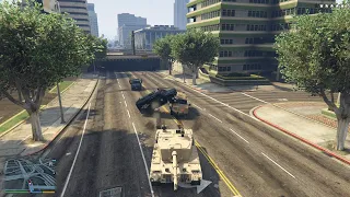 GTA V Rhino Tank Rampage + 10 Star Wanted Level Escape(RDE 4.0)