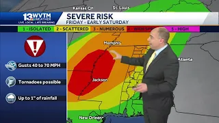 Alert Day for Friday as intense storms arrive late