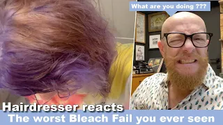 The WORST BLEACH FAIL that you have ever seen!!!  Hairdresser reacts to hair fails #hair #beauty