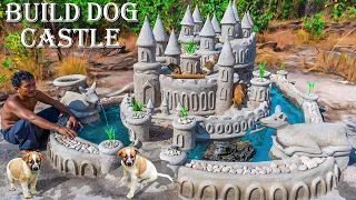 Rescue Puppies Building Stone Castle in Primitive Skill - Dog House Build