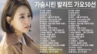 가슴시린 발라드 가요10선 2021 🎶 에일리, 다비치, 양파, 이승기,왁스,김범수,소울스타,원티드,숙희,린,민경훈,문명진,루다,더씨야,윤건,디셈버♪들으면 눈물나는 발라드 명곡추천