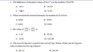 Jawahar Navodaya Vidyalaya Class 6th model paper   2021  Math Part 30   navodaya entrance Exam 2021