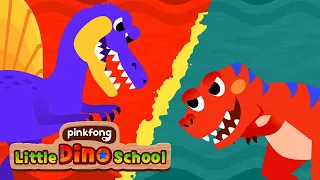 Spinosaurus vs Tyrannosaurus Rex | Dinosaur Cartoon | Dinosaur Musical | Pinkfong Little Dino School