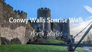 Castle Walls Sunrise Walk, Medieval Town & Beautiful Harbour | calming Nature Ambience | Wales | 4K