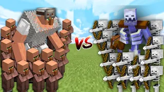 Extreme VILLAGER ARMY vs SKELETON ARMY in Minecraft Mob Battle
