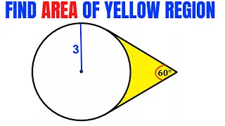 Calculate area of the Yellow shaded region | Radius is 3 | Important Geometry skills are explained