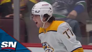 Predators' Luke Evangelista Slides Home His First Career NHL Goal vs. Canucks