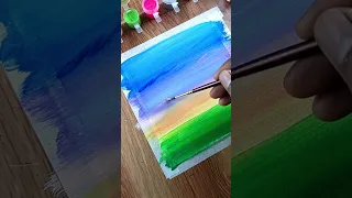 Drawing with 20 Rs Watercolor / Sunset Scenery Painting #shorts #painting #youtubeshorts