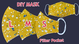 New Trending ! Diy Face Mask All Size S M L With Filter Pocket Create Easy Pattern Sewing Tutorial |