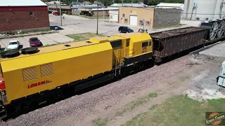 Union Pacific mixed freights through Glidden, Ia. Drone shots of the Tara Sub in Grand Junction, Ia.