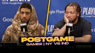 Knicks/Pacers Postgame, Brunson, DiVincenzo, Haliburton, Coaches Reactions | 2024 ECSF, GM2