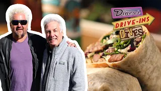 Guy Fieri and Marc Summers Eat the Nam Toc Burrito | Diners, Drive-Ins and Dives | Food Network